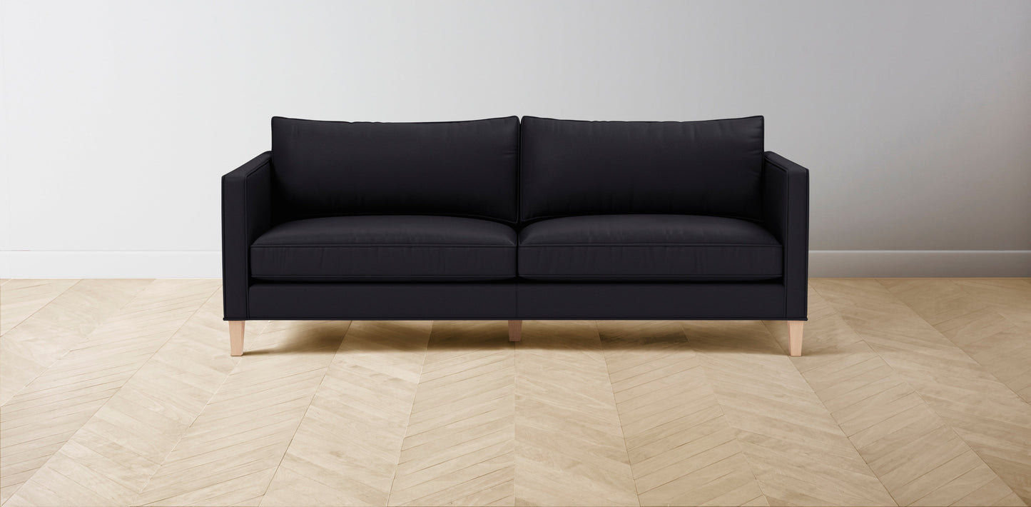 The Crosby  - Pebbled Leather Ink Sofa