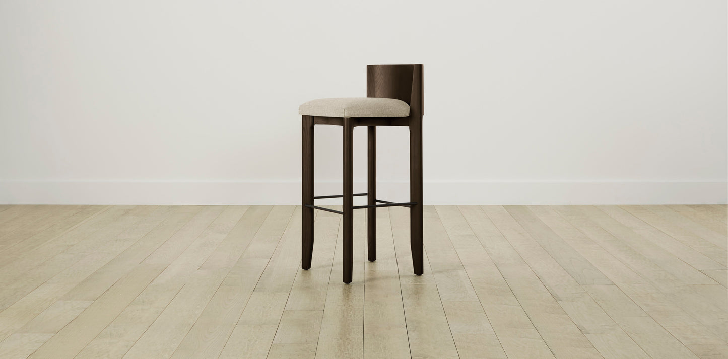 The Delancey with Brushed Brass - Belgian Linen Alder Bar and Counter Stool