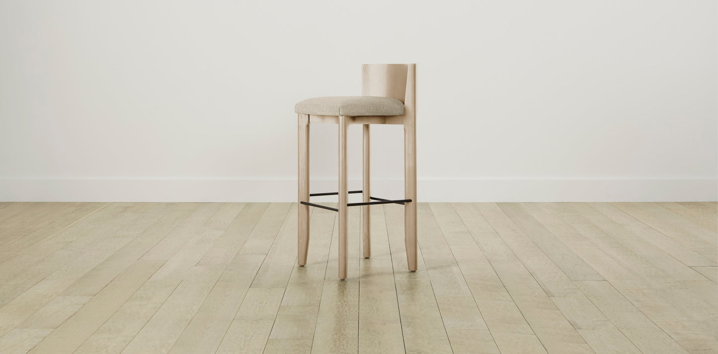 The Delancey with Brushed Brass - Belgian Linen Alder Bar and Counter Stool