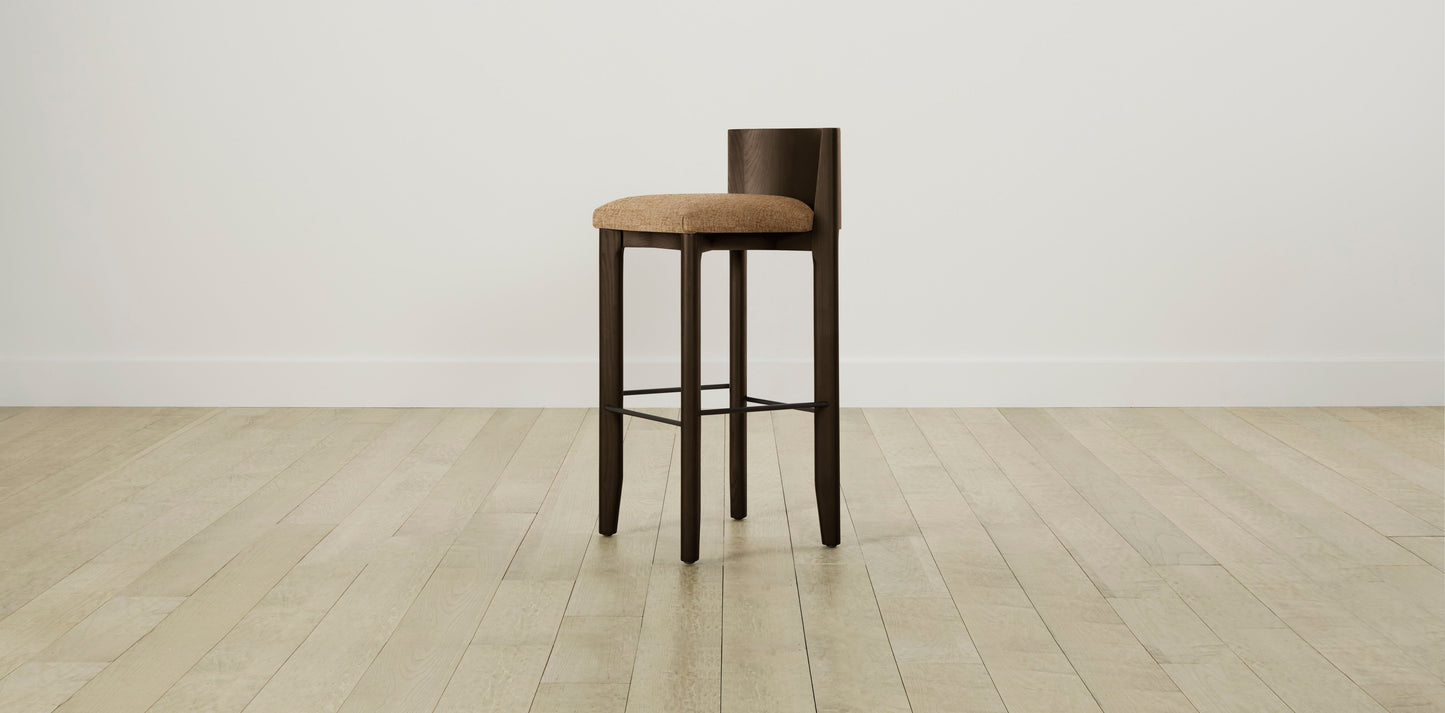 The Delancey with Brushed Brass - Belgian Linen Chai Bar and Counter Stool