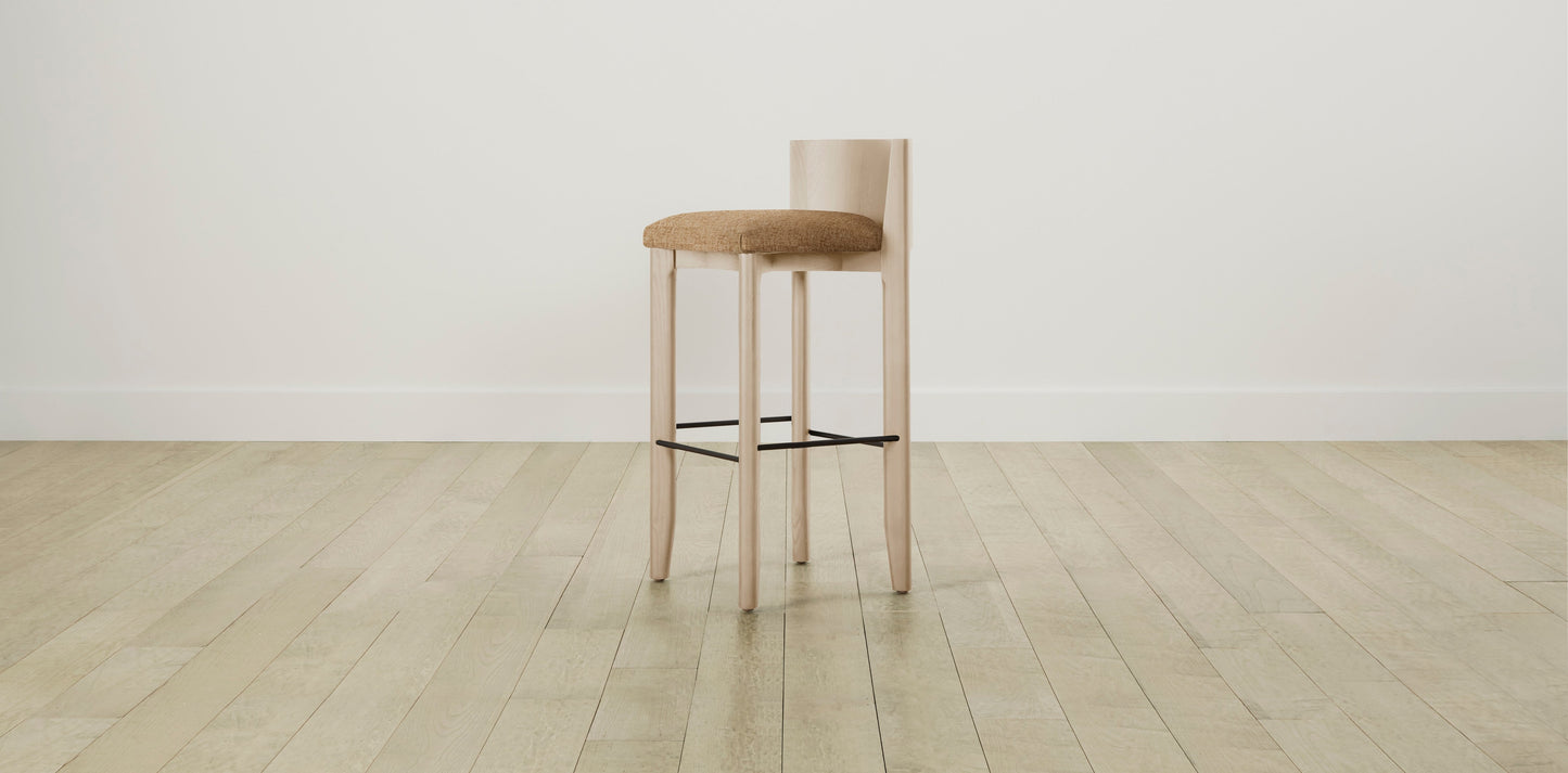 The Delancey with Brushed Brass - Belgian Linen Chai Bar and Counter Stool