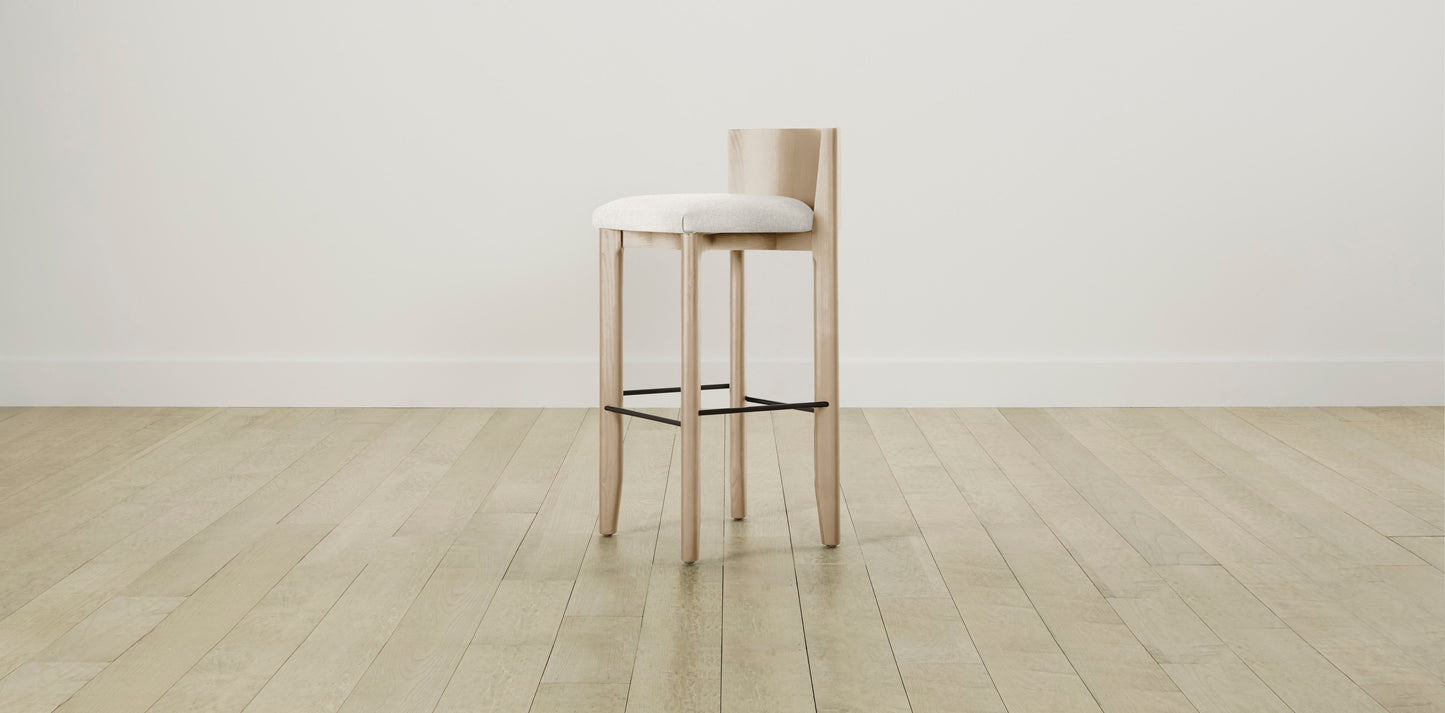 The Delancey with Brushed Brass - Belgian Linen Egret Bar and Counter Stool