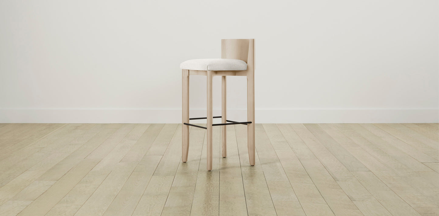 The Delancey with Brushed Brass - Belgian Linen Egret Bar and Counter Stool