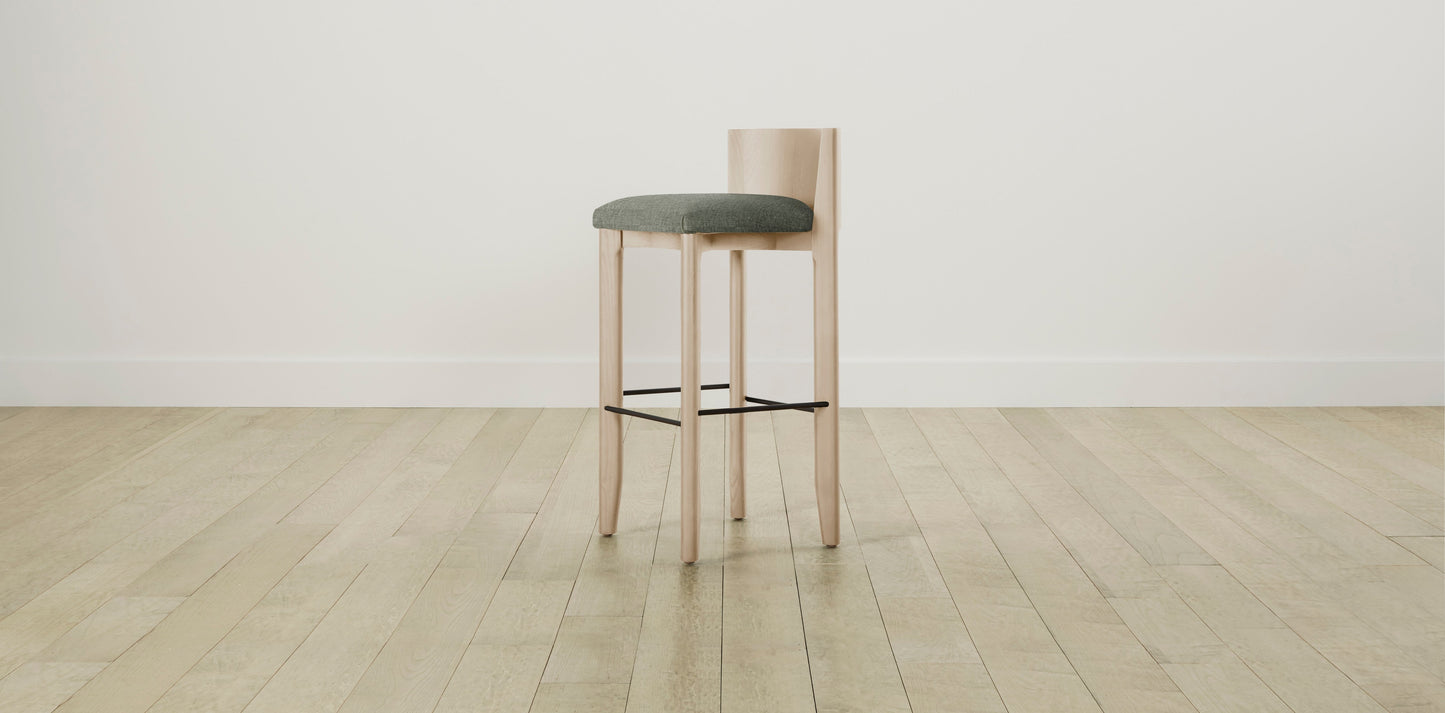 The Delancey with Brushed Nickel - Belgian Linen Thyme Bar and Counter Stool