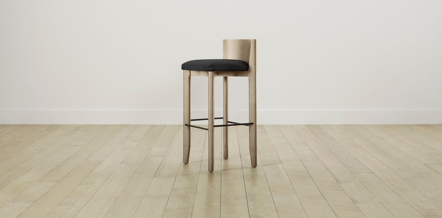 The Delancey with Brushed Brass - Italian Bouclé Storm Bar and Counter Stool