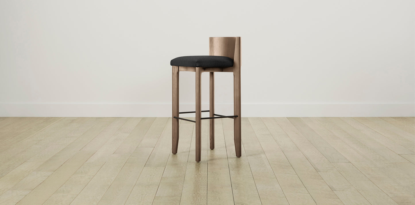 The Delancey with Brushed Brass - Italian Bouclé Storm Bar and Counter Stool