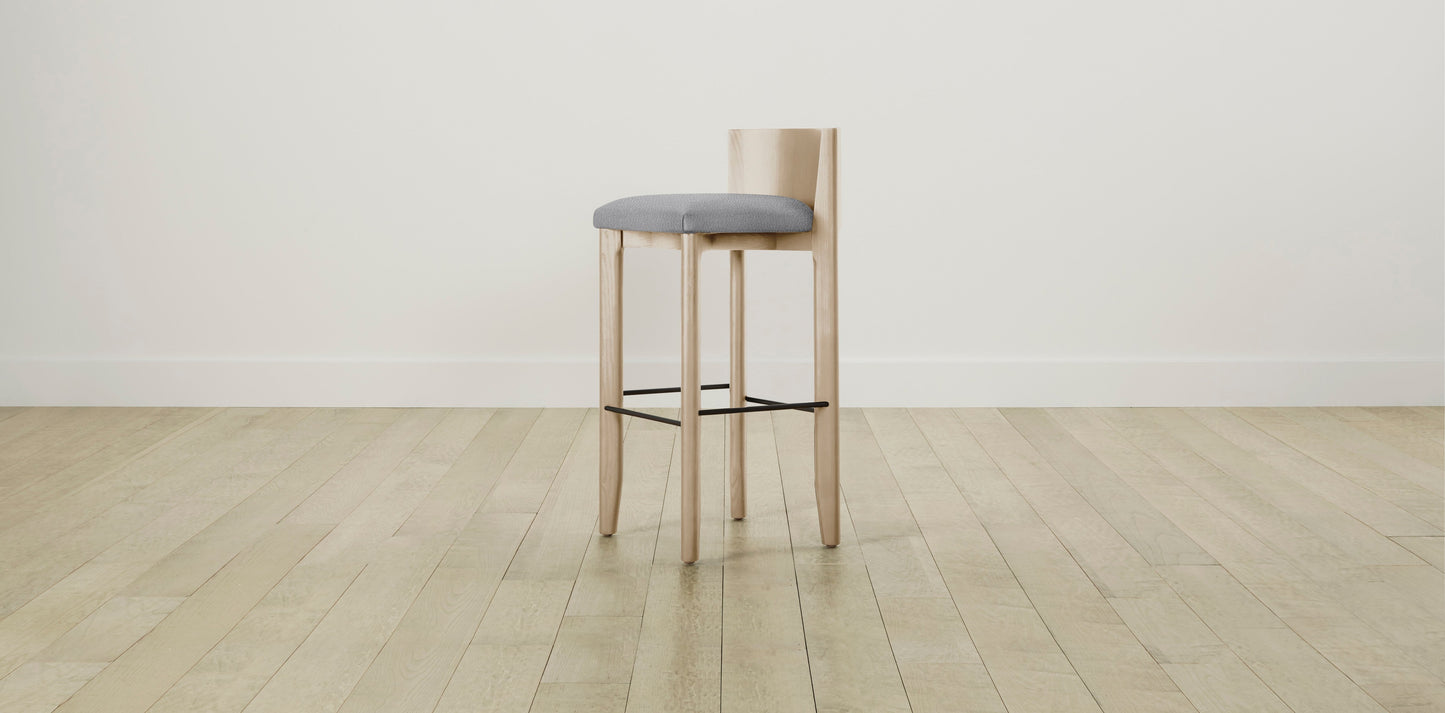 The Delancey with Brushed Brass - Italian Bouclé Waterfall Bar and Counter Stool