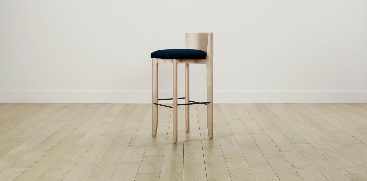 The Delancey with Brushed Brass - Mohair Admiral Bar and Counter Stool