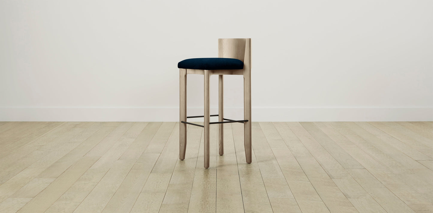 The Delancey with Brushed Brass - Mohair Admiral Bar and Counter Stool