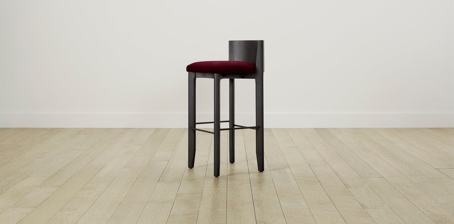 The Delancey with Brushed Brass - Mohair Crimson Bar and Counter Stool