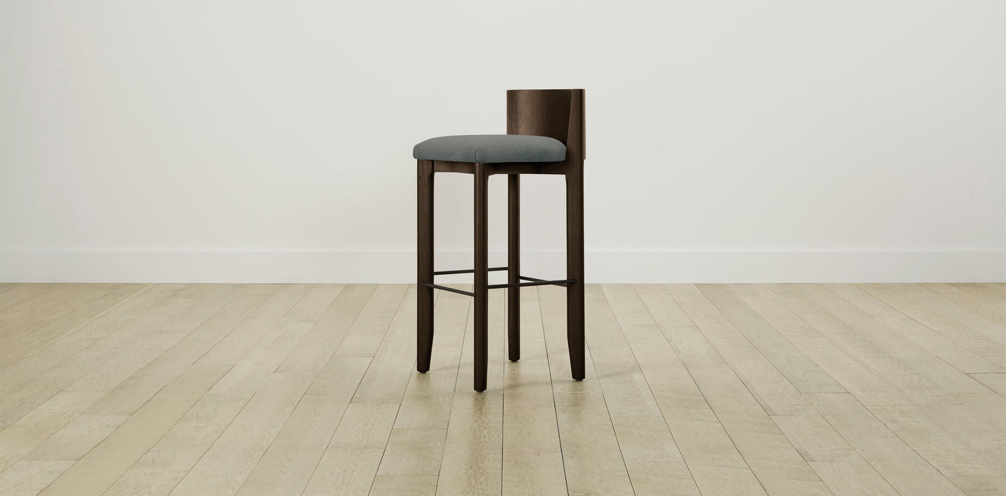 The Delancey with Brushed Nickel - Mohair Fog Bar and Counter Stool