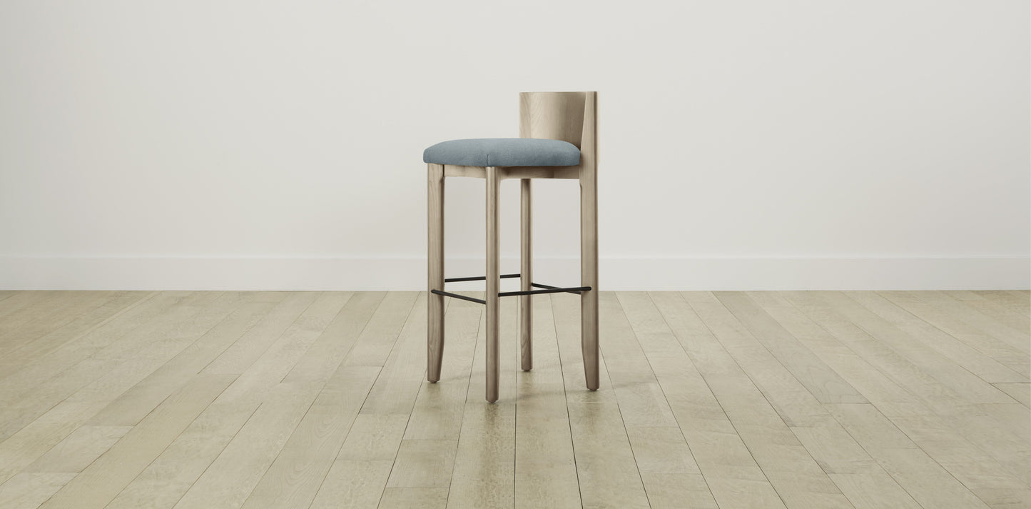 The Delancey with Brushed Nickel - Mohair Slate Blue Bar and Counter Stool