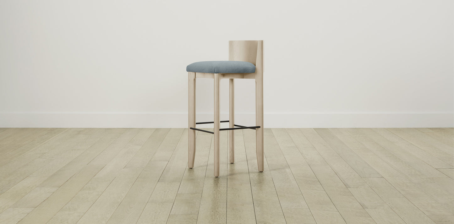 The Delancey with Brushed Nickel - Mohair Slate Blue Bar and Counter Stool