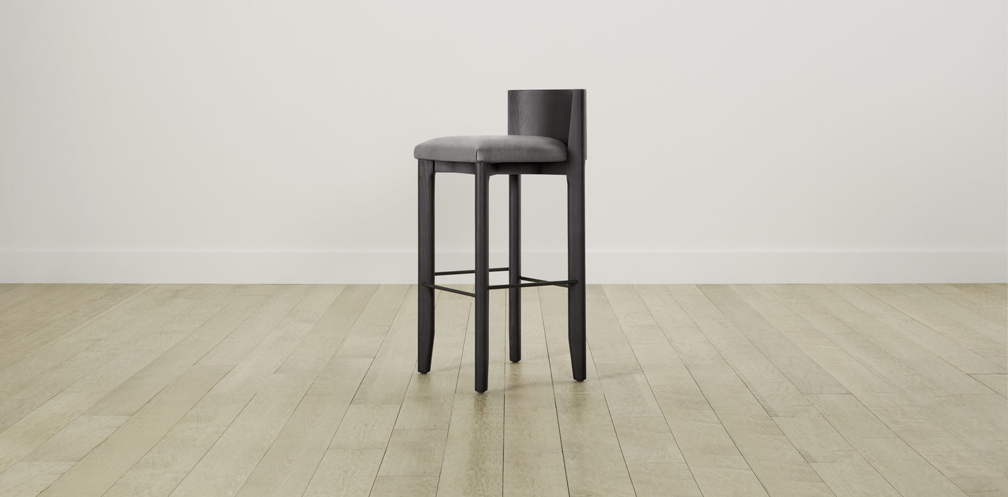 The Delancey with Brushed Nickel - Nubuck Leather Asphalt Bar and Counter Stool