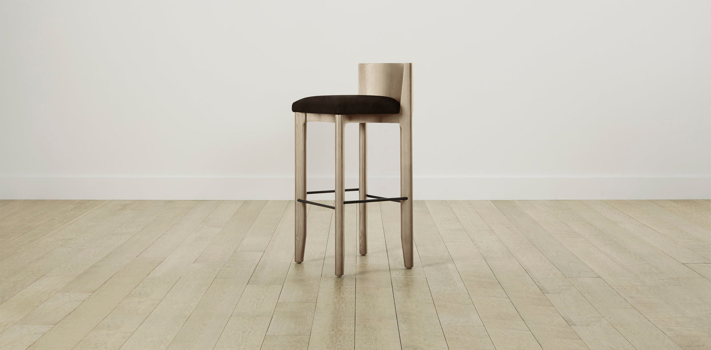 The Delancey with Brushed Brass - Nubuck Leather Espresso Bar and Counter Stool