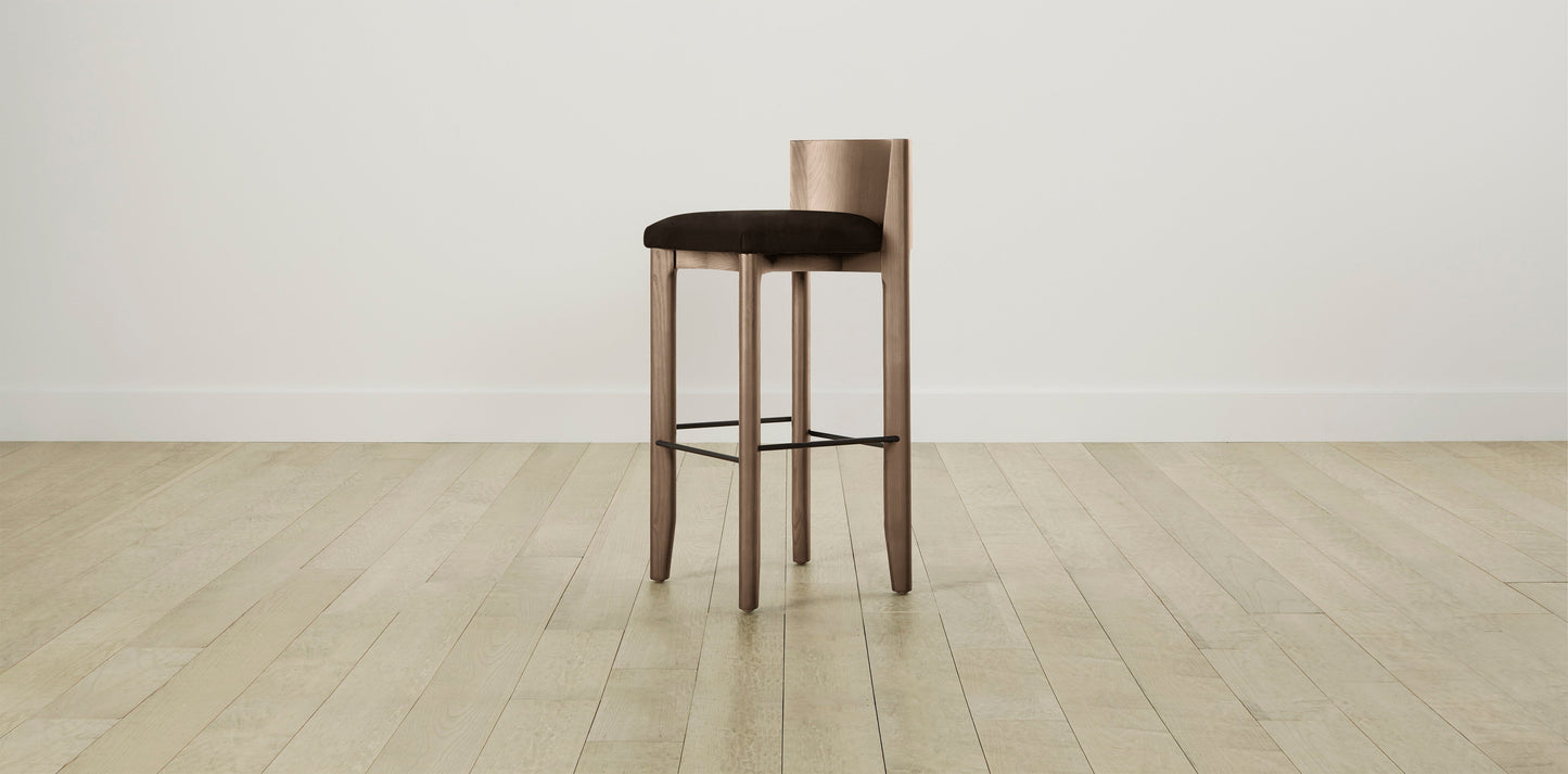 The Delancey with Brushed Brass - Nubuck Leather Espresso Bar and Counter Stool