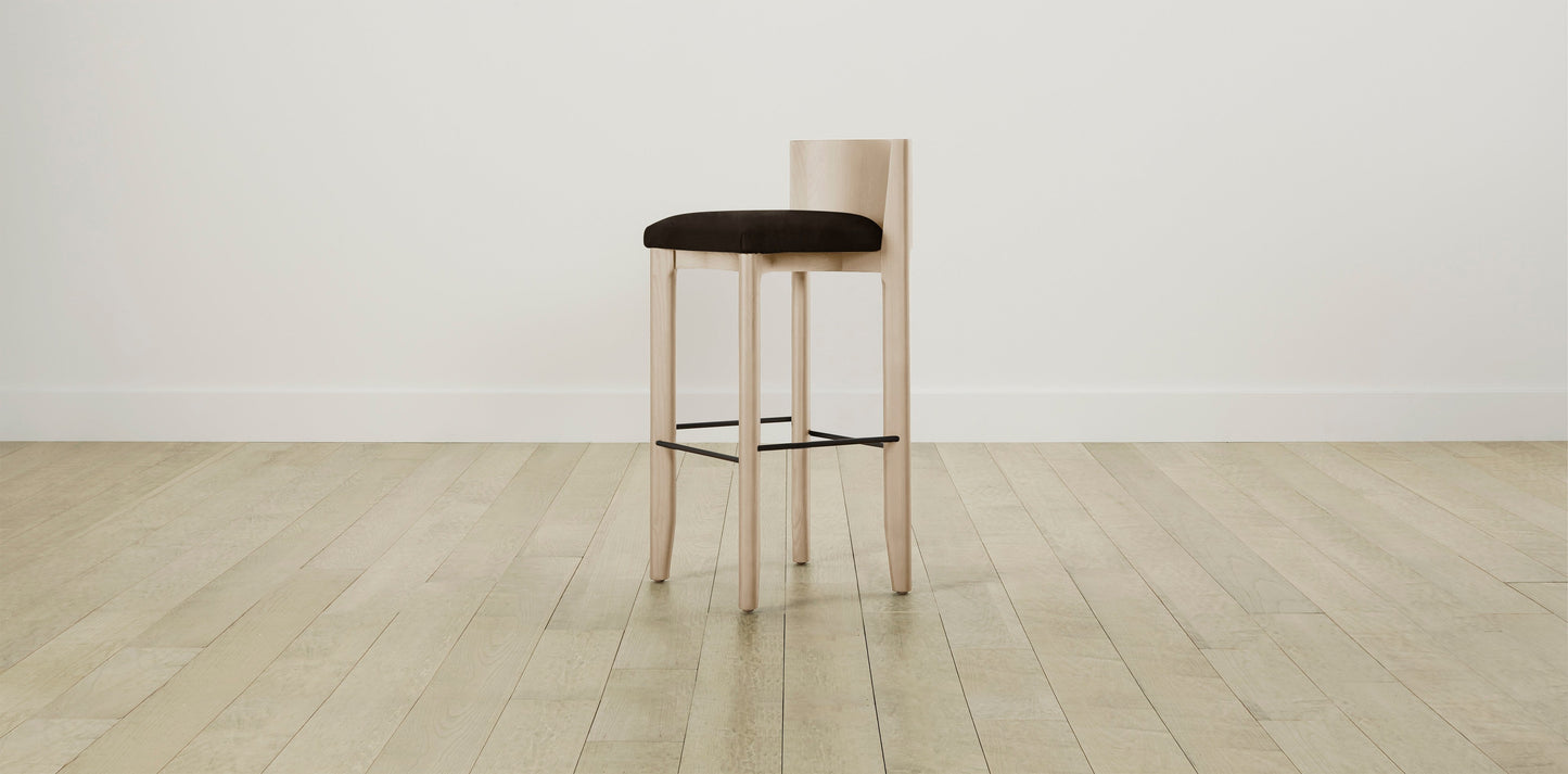 The Delancey with Brushed Brass - Nubuck Leather Espresso Bar and Counter Stool