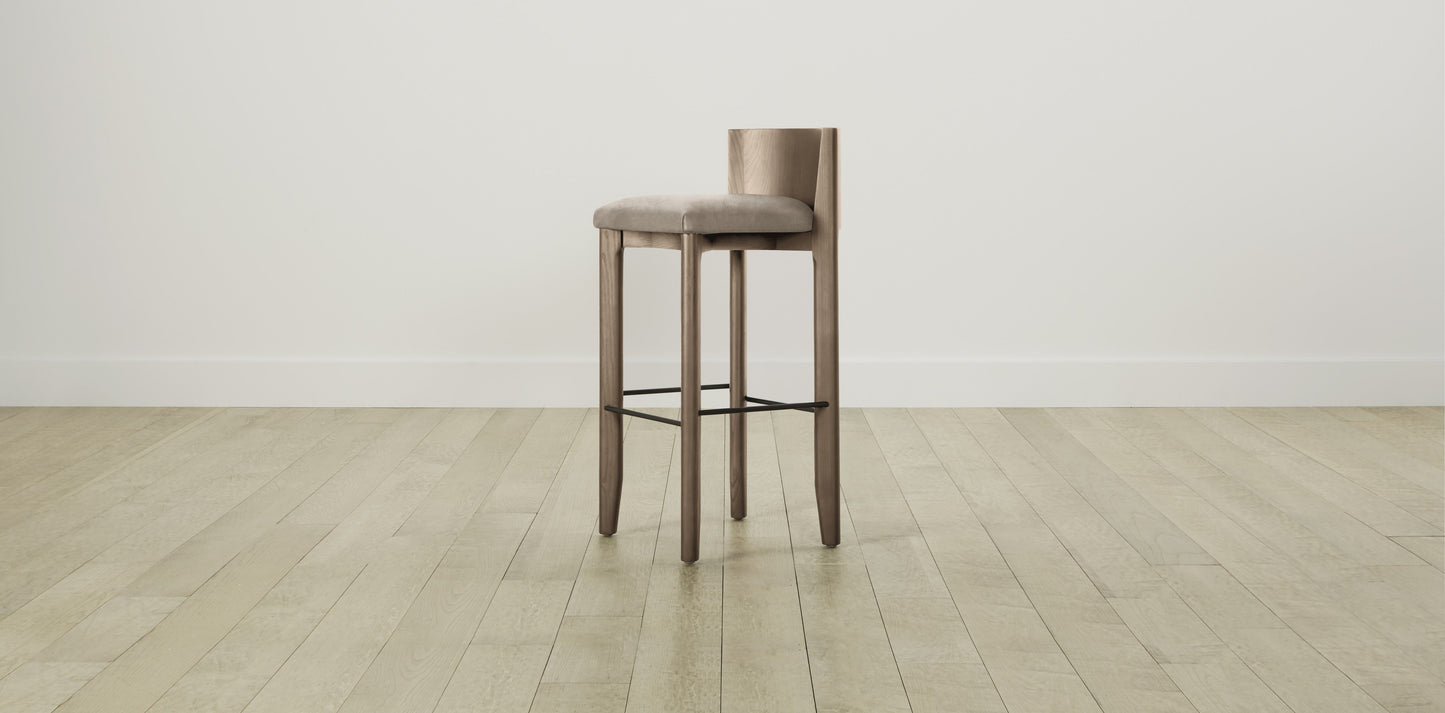 The Delancey with Brushed Nickel - Nubuck Leather Fawn Bar and Counter Stool