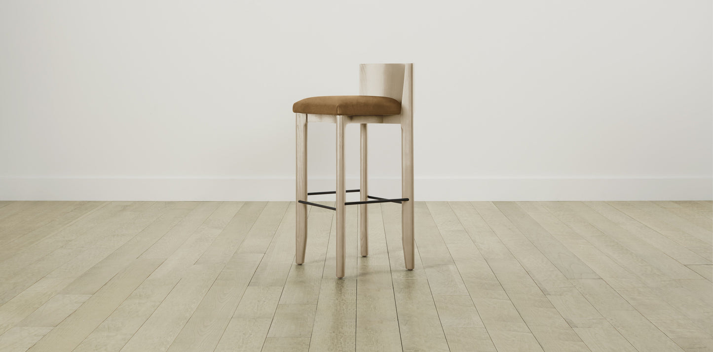 The Delancey with Brushed Nickel - Nubuck Leather Saddle Bar and Counter Stool