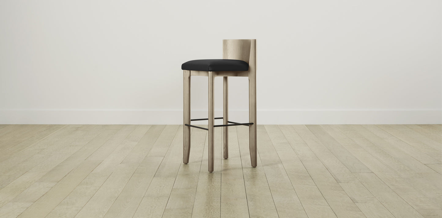 The Delancey with Brushed Nickel - Pebbled Leather Ink Bar and Counter Stool