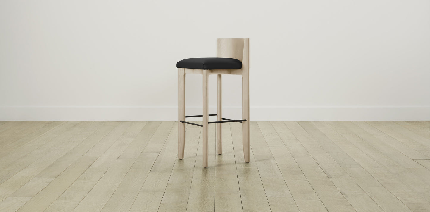 The Delancey with Brushed Nickel - Pebbled Leather Ink Bar and Counter Stool