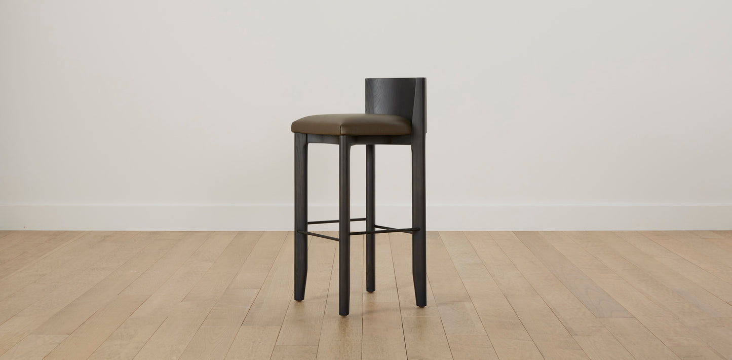 The Delancey with Brushed Nickel - Pebbled Leather Truffle Bar and Counter Stool