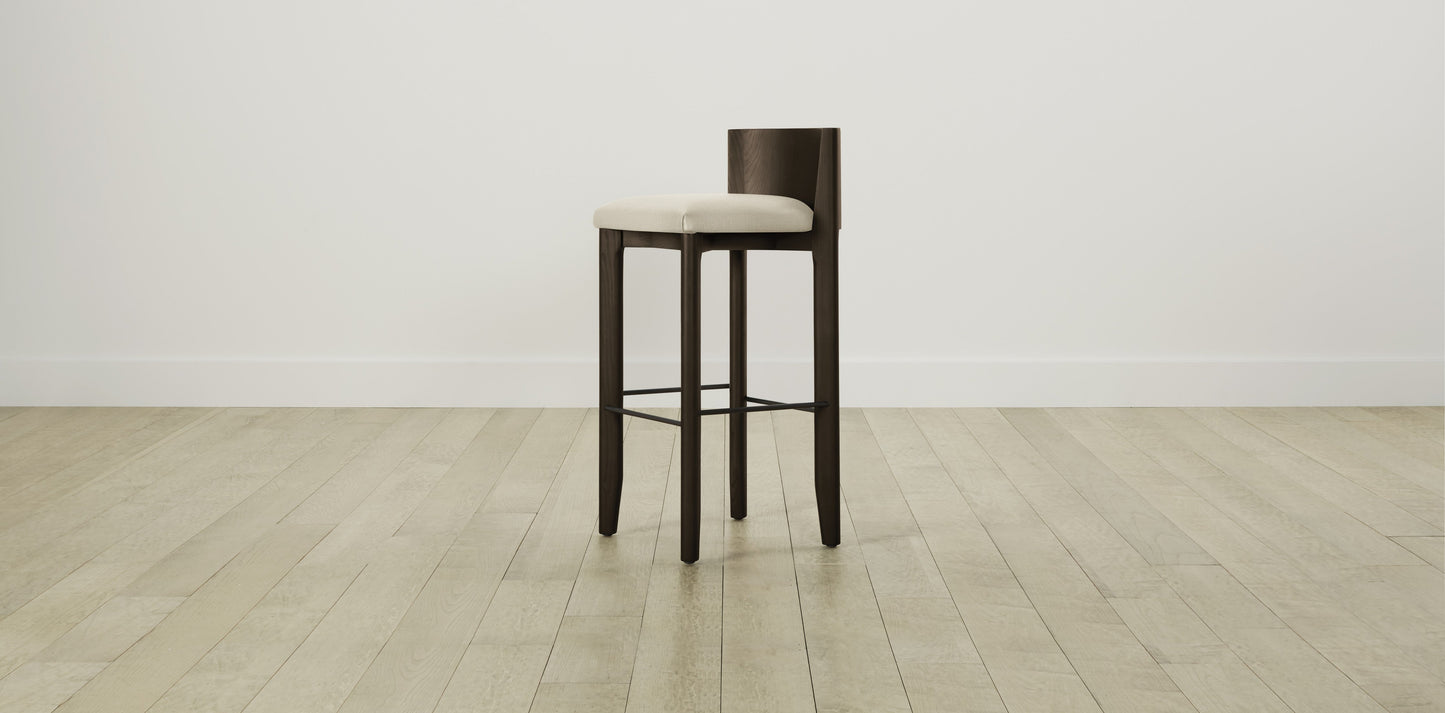 The Delancey with Brushed Brass - Performance Linen Creme Bar and Counter Stool