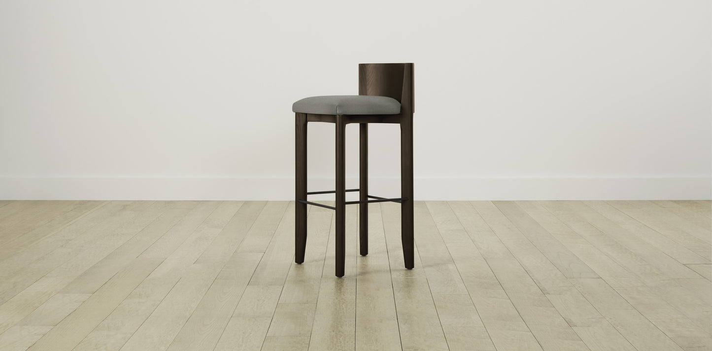 The Delancey with Brushed Brass - Performance Linen Putty Bar and Counter Stool