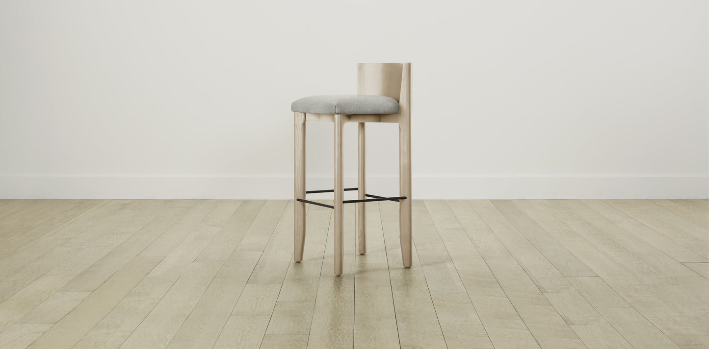 The Delancey with Brushed Brass - Performance Melange Weave Flint Bar and Counter Stool