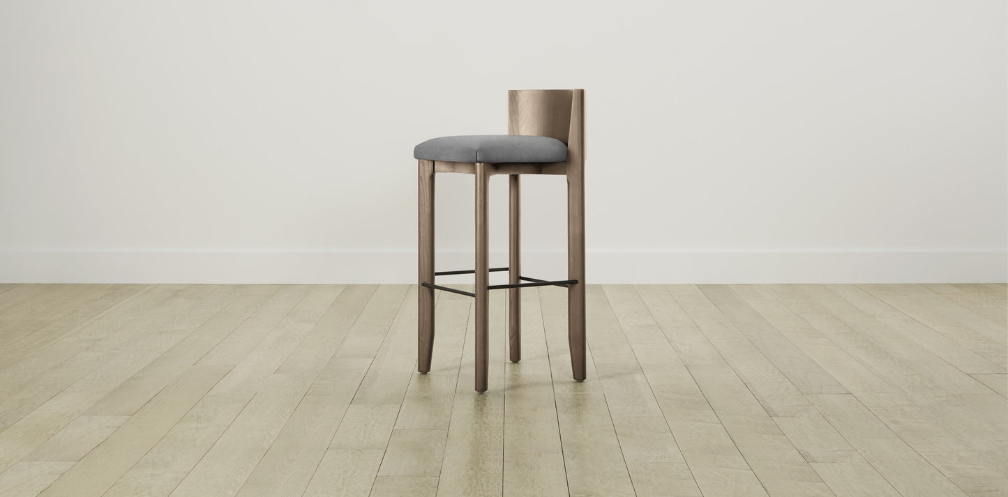 The Delancey with Brushed Brass - Performance Melange Weave Night Bar and Counter Stool