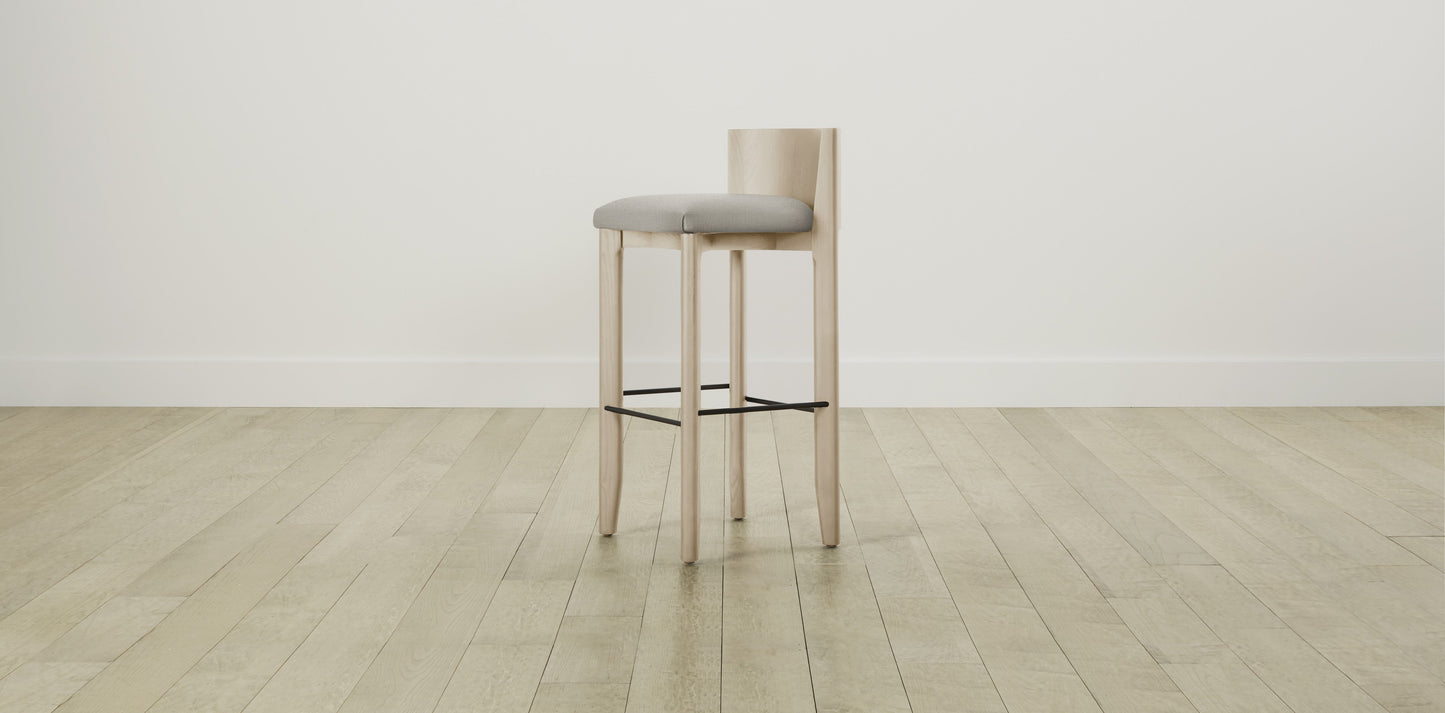 The Delancey with Brushed Brass - Performance Textured Linen Flax Bar and Counter Stool