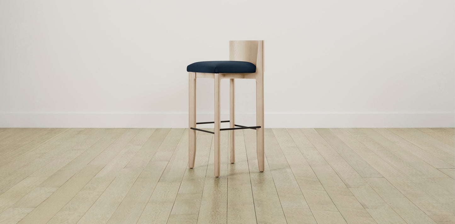 The Delancey with Brushed Brass - Performance Textured Linen Seaside Bar and Counter Stool