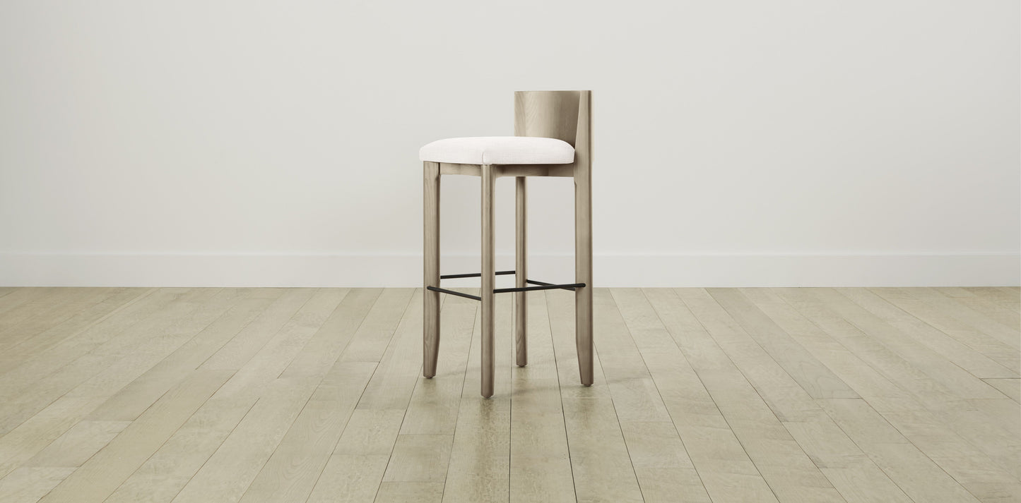 The Delancey with Brushed Brass - Performance Textured Tweed Snow Bar and Counter Stool