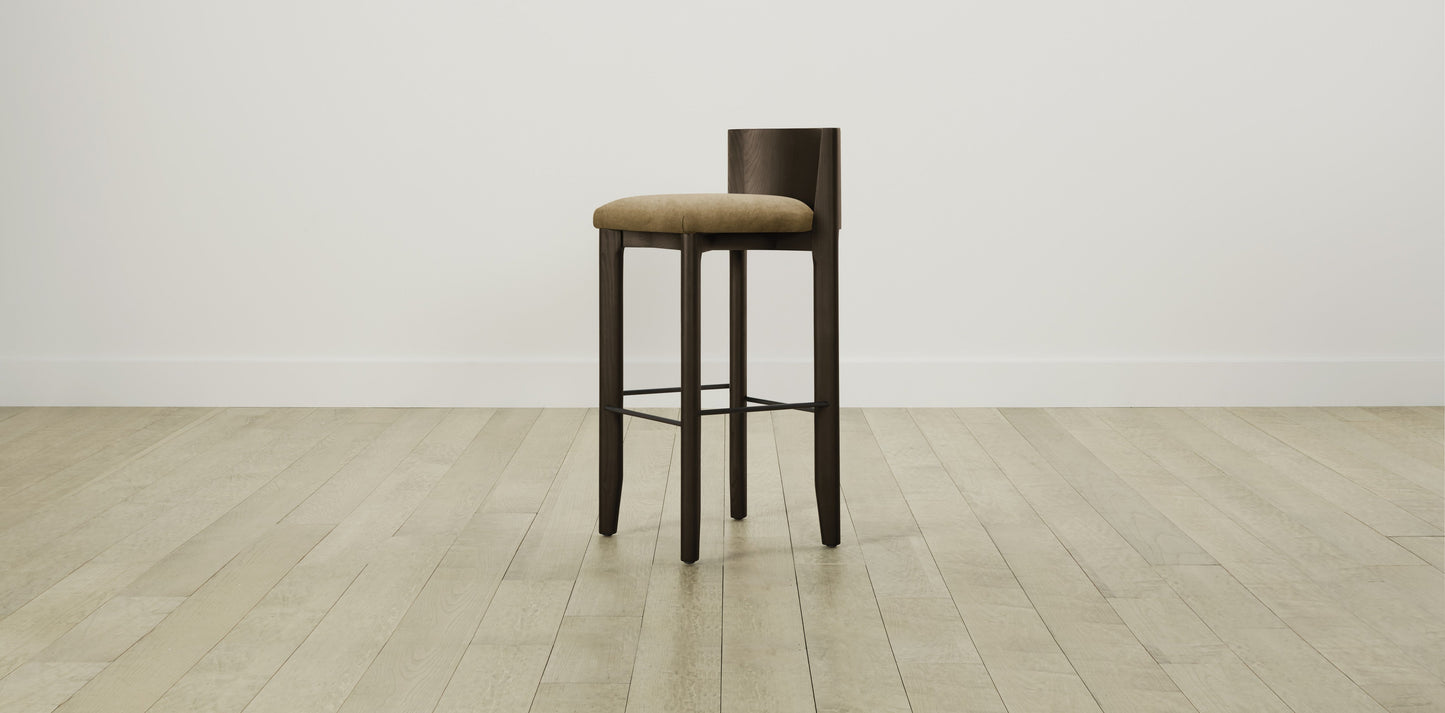 The Delancey with Brushed Brass - Performance Velvet Cider Bar and Counter Stool