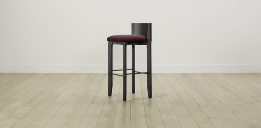 The Delancey with Brushed Brass - Performance Velvet Merlot Bar and Counter Stool