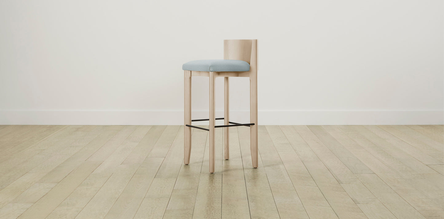 The Delancey with Brushed Brass - Performance Woven Chenille Rain Bar and Counter Stool