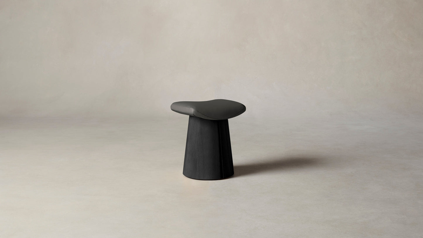 The Weston  - Pebbled Leather Ash Accent Stool